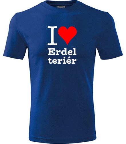 Modré dětské tričko I love Erdel teriér