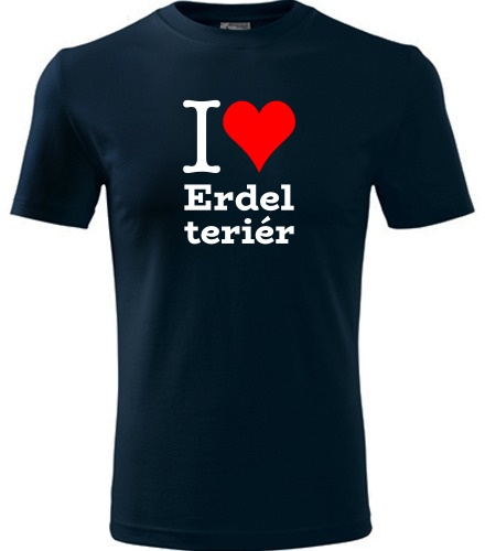Tmavě modré tričko I love Erdel teriér