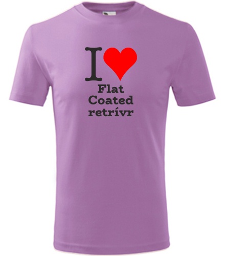 Fialové dětské tričko I love Flat Coated retrívr