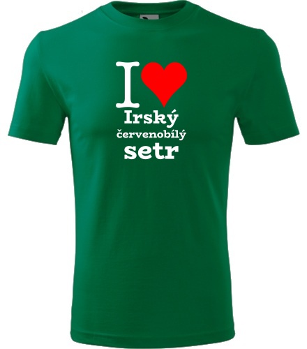 Zelené dětské tričko I love Irský červenobílý setr