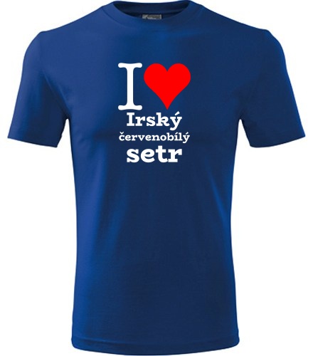 Modré tričko I love Irský červenobílý setr