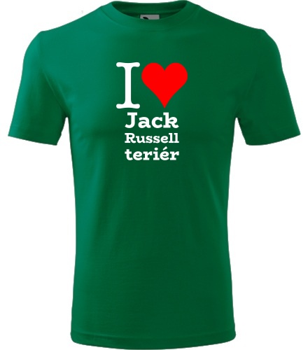 Zelené dětské tričko I love Jack Russell teriér