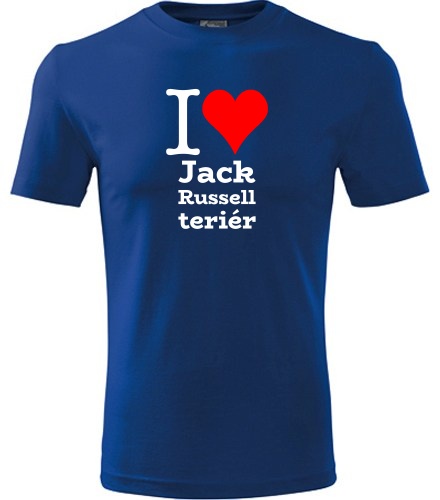 Modré tričko I love Jack Russell teriér