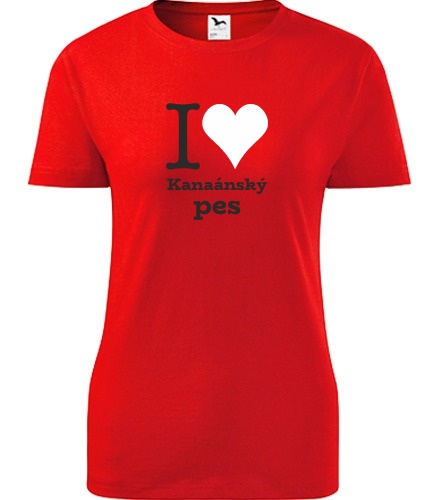 Červené dámské tričko I love Kanaánský pes