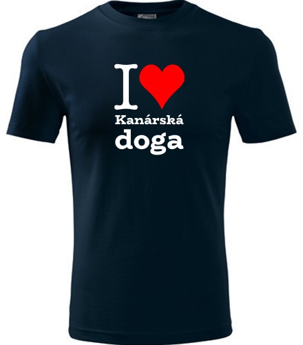 Tmavě modré dětské tričko I love Kanárská doga