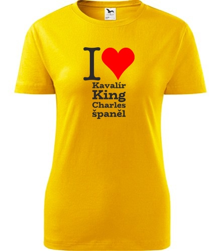 Žluté dámské tričko I love Kavalír King Charles španěl