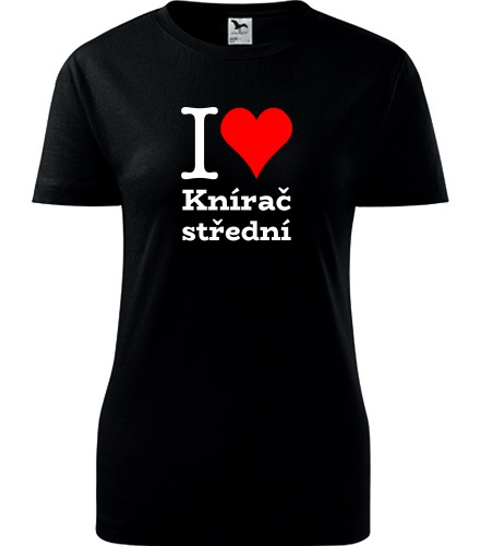 Černé dámské tričko I love Knírač střední