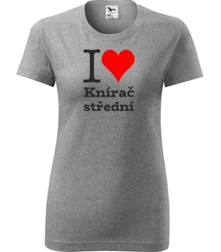 Šedé dámské tričko I love Knírač střední