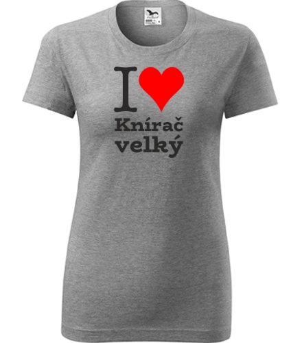 Šedé dámské tričko I love Knírač velký