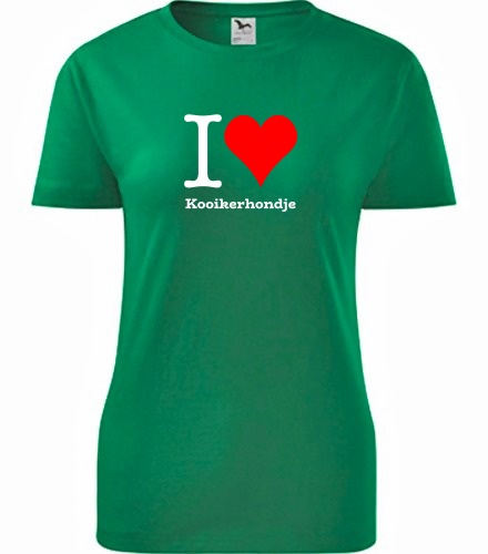 Zelené dámské tričko I love Kooikerhondje