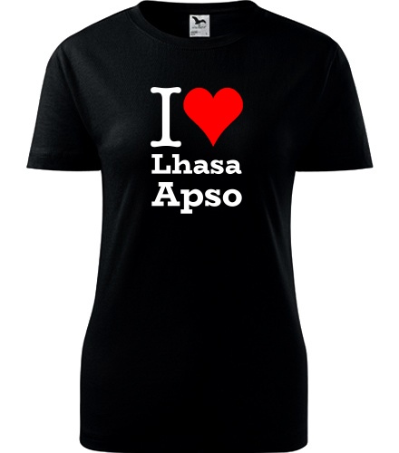 Černé dámské tričko I love Lhasa Apso