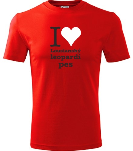 Červené dětské tričko I love Louisianský leopardí pes