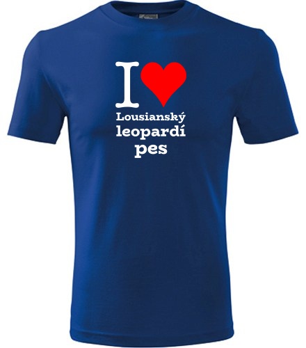 Modré dětské tričko I love Louisianský leopardí pes