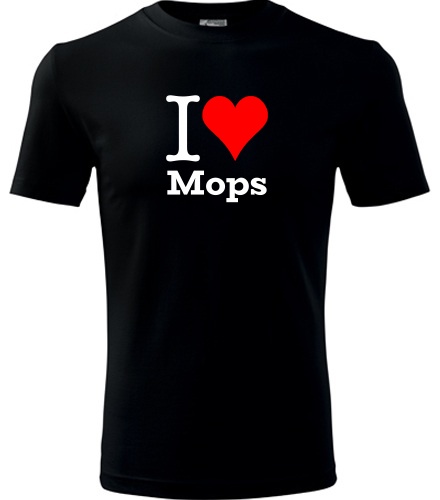 Černé dětské tričko I love Mops