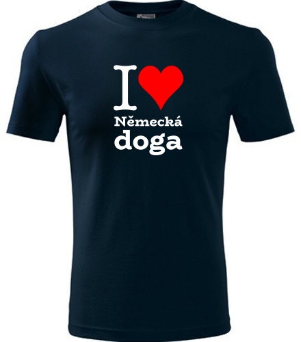 Tmavě modré dětské tričko I love Německá doga