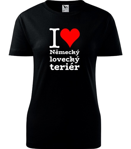 Černé dámské tričko I love Německý lovecký teriér