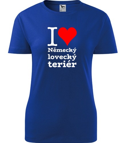 Modré dámské tričko I love Německý lovecký teriér