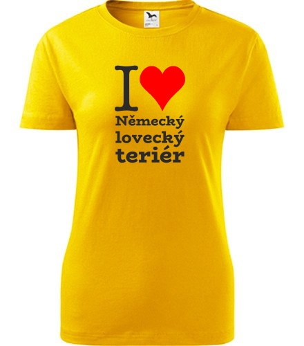 Žluté dámské tričko I love Německý lovecký teriér