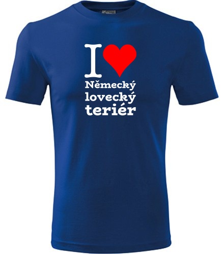 Modré dětské tričko I love Německý lovecký teriér