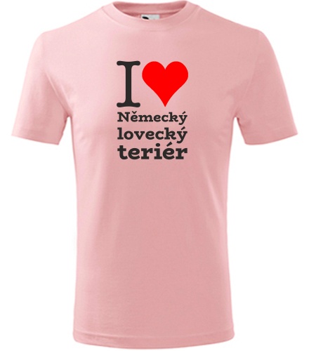 Růžové dětské tričko I love Německý lovecký teriér
