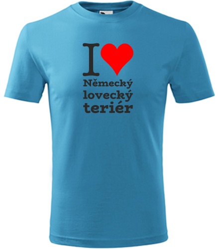 Tyrkysové dětské tričko I love Německý lovecký teriér