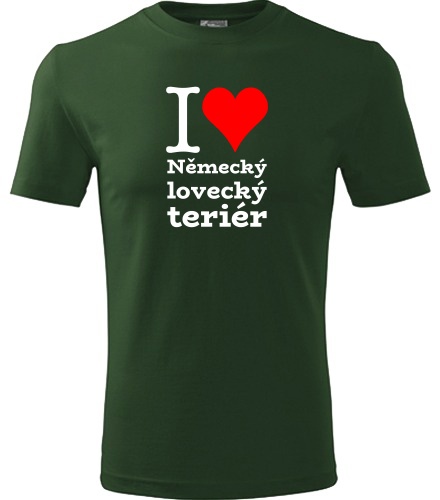 Lahvově zelené tričko I love Německý lovecký teriér
