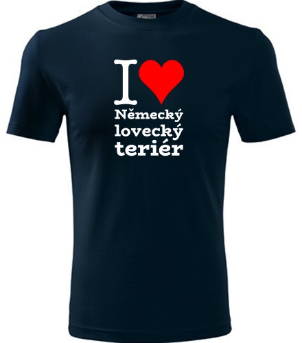Tmavě modré tričko I love Německý lovecký teriér