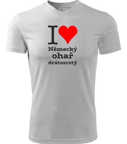 Bílé dětské tričko I love Německý ohař drátosrstý
