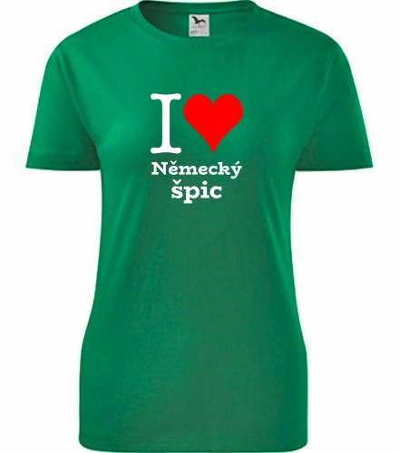 Zelené dámské tričko I love Německý špic