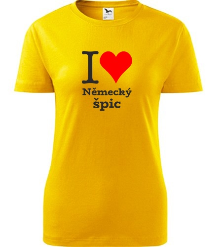 Žluté dámské tričko I love Německý špic