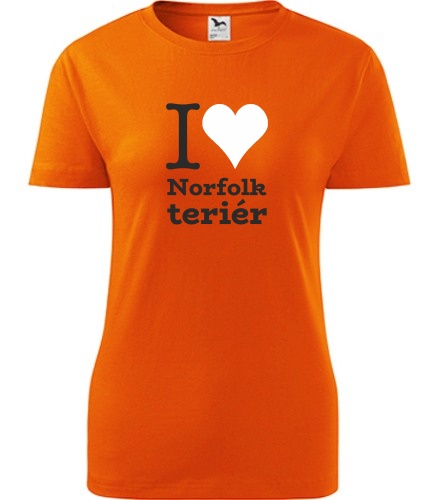 Oranžové dámské tričko I love Norfolk teriér