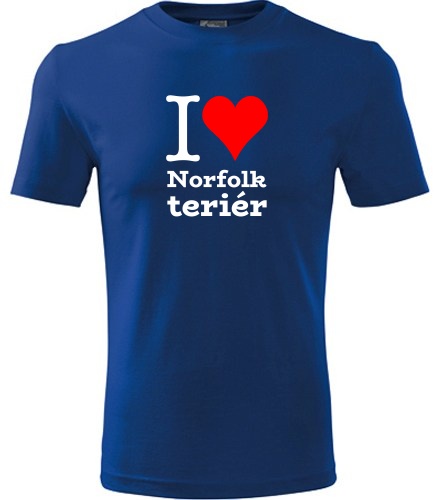 Modré dětské tričko I love Norfolk teriér