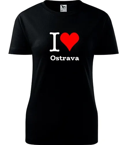 Černé dámské tričko I love Ostrava