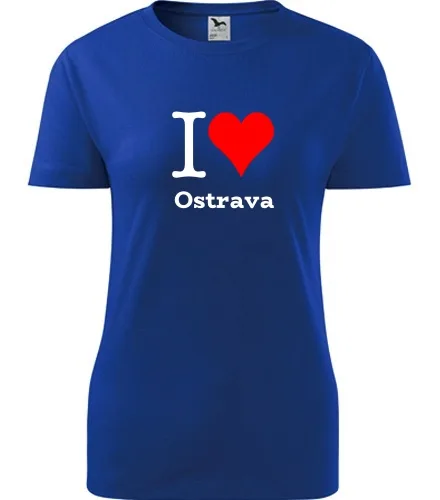 trička s potiskem Modré dámské tričko I love Ostrava 