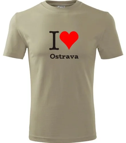 trička s potiskem Khaki tričko I love Ostrava 