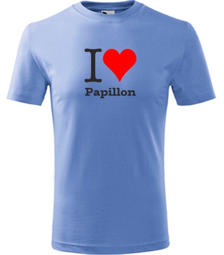 Světle modré dětské tričko I love Papillon
