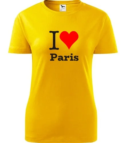 Žluté dámské tričko I love Paris