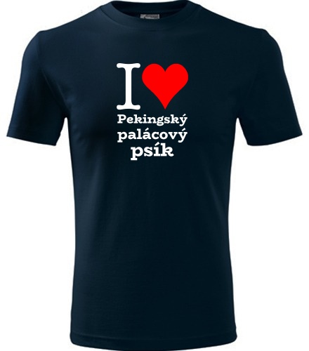 Tmavě modré dětské tričko I love Pekingský palácový psík