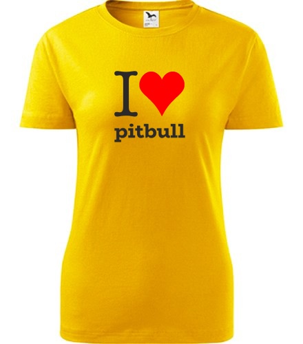 Žluté dámské tričko I love pitbull