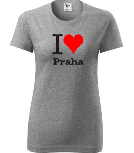 Šedé dámské tričko I love Praha