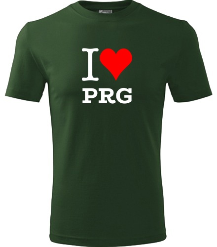 Lahvově zelené tričko I love PRG