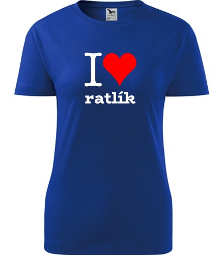 Modré dámské tričko I love ratlík