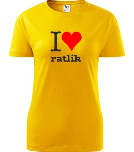 Žluté dámské tričko I love ratlík