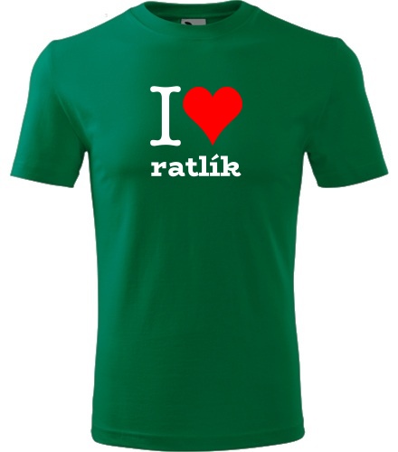Zelené dětské tričko I love ratlík