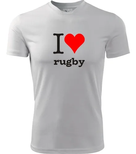Bílé tričko I love rugby
