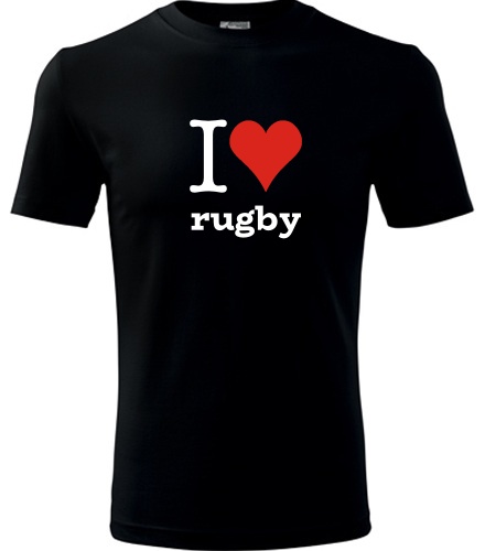 Černé tričko I love rugby