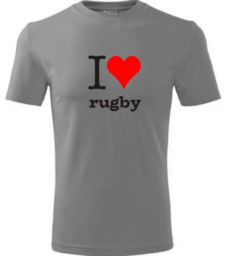 Šedé tričko I love rugby