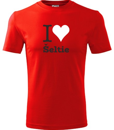 Červené dětské tričko I love Šeltie