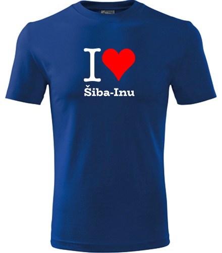 Modré dětské tričko I love Šiba-Inu