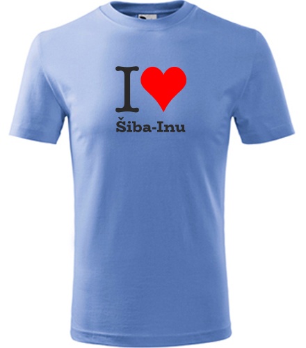 Světle modré dětské tričko I love Šiba-Inu
